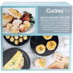 Multi Baker Deluxe - Aparato eléctrico con control de temperatura, 3 sartenes intercambiables para asar, hornear o hacer postres - Queso a la parrilla, tortillas, pizza personal, takoyaki, sándwiches, cake pops y más, gran regalo