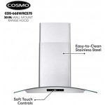 668WRCS75 Campana extractora de montaje en pared con conducto de ventilación de escape, ventilador de 3 velocidades, controles suaves al tacto, vidrio templado, filtros permanentes en acero inoxidable, 30 pulgadas 668WRCS75 Campana extractora de montaje en pared con conducto de ventilación de escape, ventilador de 3 velocidades, controles suaves al tacto, vidrio templado, filtros permanentes en acero inoxidable, 30 pulgadas