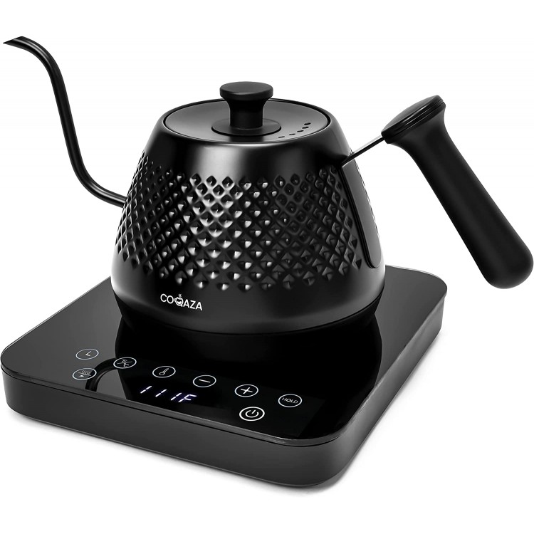 Hervidor eléctrico de cuello de cisne, control de temperatura variable y ajustes preestablecidos, hervidor de agua para café y té, hervidor de agua eléctrico de acero inoxidable, calentamiento rápido, hervidor de té negro, base de vidrio Hervidor eléctrico de cuello de cisne, control de temperatura variable y ajustes preestablecidos, hervidor de agua para café y té, hervidor de agua eléctrico de acero inoxidable, calentamiento rápido, hervidor de té negro, base de vidrio