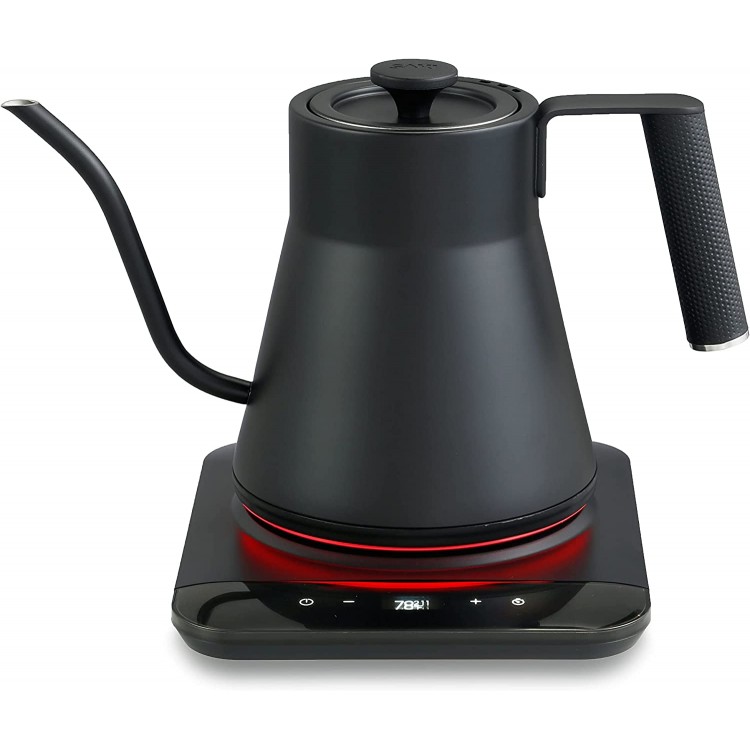 Baristan Hervidor eléctrico de cuello de cisne con control de temperatura preciso, hervidor de café y tetera, acero inoxidable, calentamiento rápido de 1200 W, 1 litro, negro mate Baristan Hervidor eléctrico de cuello de cisne con control de temperatura preciso, hervidor de café y tetera, acero inoxidable, calentamiento rápido de 1200 W, 1 litro, negro mate