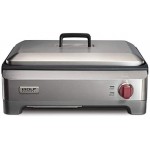 Plancha eléctrica de precisión, parrilla interior, 200 pulgadas cuadradas, revestimiento antiadherente, control de temperatura avanzado, acero inoxidable, perilla roja (WGGR100S)