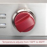 Plancha eléctrica de precisión, parrilla interior, 200 pulgadas cuadradas, revestimiento antiadherente, control de temperatura avanzado, acero inoxidable, perilla roja (WGGR100S)