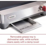 Plancha eléctrica de precisión, parrilla interior, 200 pulgadas cuadradas, revestimiento antiadherente, control de temperatura avanzado, acero inoxidable, perilla roja (WGGR100S)