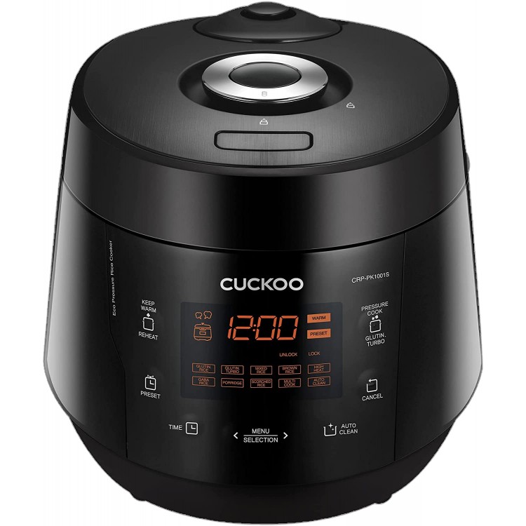 Olla arrocera a presión de 10 tazas (sin cocer) | 12 opciones de menú: quinua, arroz chamuscado, GABA/arroz integral, multigrano y más, guía de voz, fabricado en Corea | Negro Olla arrocera a presión de 10 tazas (sin cocer) | 12 opciones de menú: quinua, arroz chamuscado, GABA/arroz integral, multigrano y más, guía de voz, fabricado en Corea | Negro