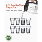 Hervidor de agua caliente eléctrico, Milin Tea Kettle Electric con control de temperatura, 1500W Hervidor eléctrico con pantalla LED 1.7L / 8 tazas, Caldera de agua sin BPA Apagado automático y anti-secado