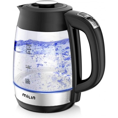 Hervidor de agua caliente eléctrico, Milin Tea Kettle Electric con control de temperatura, 1500W Hervidor eléctrico con pantalla LED 1.7L / 8 tazas, Caldera de agua sin BPA Apagado automático y anti-secado
