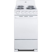 RE203W Estufa eléctrica de 20", 4 elementos en espiral, color blanco, capacidad del horno de 2,3 pies cúbicos, luces indicadoras encendidas para el horno y los elementos